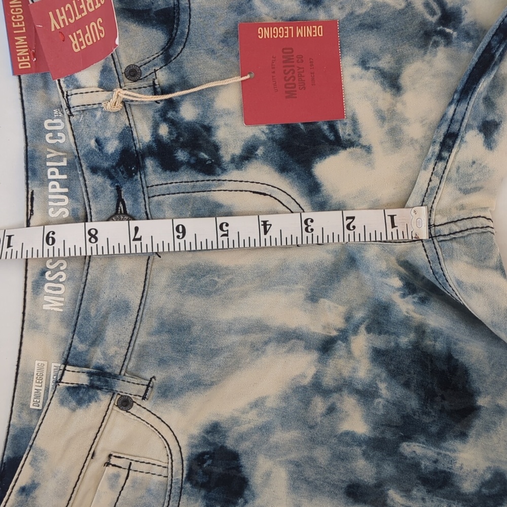 NWT Mossimo Tie Dye Fit 6 Coupe 6 Super Stretch Denim Legging Junior 9 Blue Boho - Picture 14 of 16